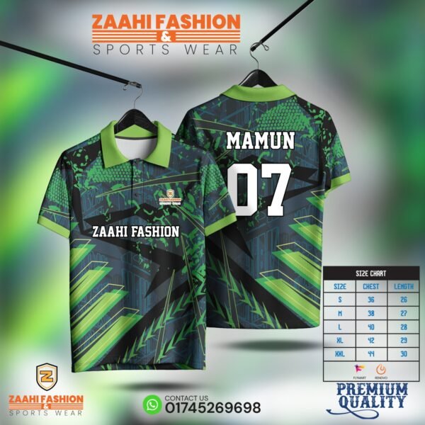 Men’s Sports Polo Jersey - Neon Green Abstract Jersey